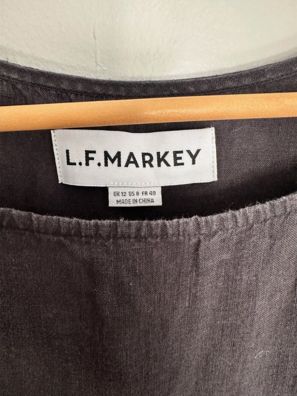 L.F. Markey Black Linen Square-Neck Dress US8 - Picture 3 of 7